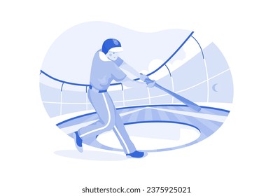 Baseball Player Character Illustration concept. A flat illustration isolated on white background