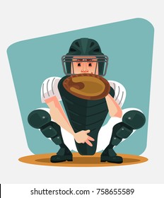 Baseball player character. Vector cartoon illustration