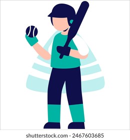 Baseball player character. Vector illustration