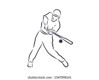 Baseball player contour, vector illustration