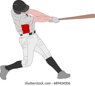 baseball player, detailed illustration - vector