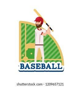 baseball player with equipment and professional field