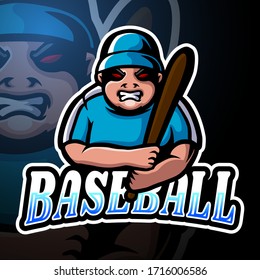Baseball player esport logo mascot design