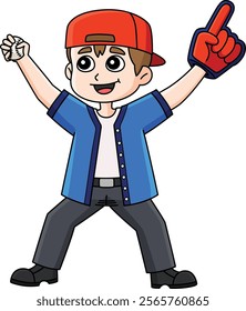 Baseball Player Fan Cartoon Colored Clipart 