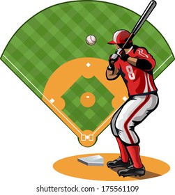 Baseball player and field