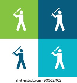 Baseball Player Flat four color minimal icon set