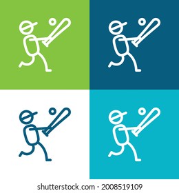 Baseball Player Flat four color minimal icon set