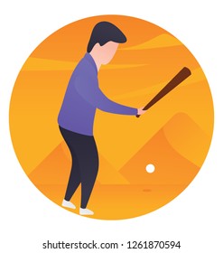 Baseball player flat icon design