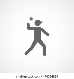Baseball Player Flat Icon On White Background