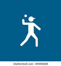 Baseball Player Flat Icon On Blue Background