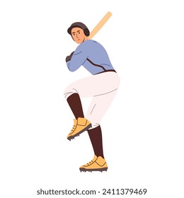 Baseball player. Flat vector illustration isolated on white background