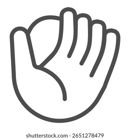 Baseball player glove line icon, baseball game concept. Vector graphics. Leather glove, sport accessory sign on white background, outline style icon for mobile or web design