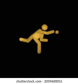 Baseball Player gold plated metalic icon or logo vector