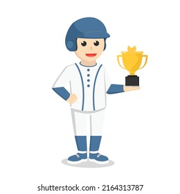 Baseball player Got Trophy design character on white background