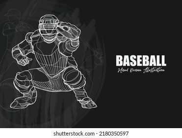 baseball player hand drawn on chalkboard. sport vector illustration.