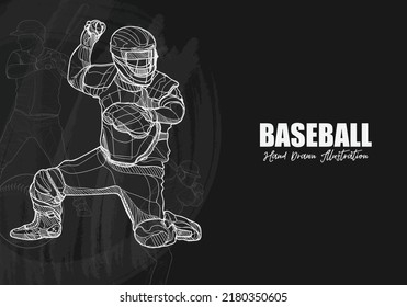 baseball player hand drawn on chalkboard. sport vector illustration.