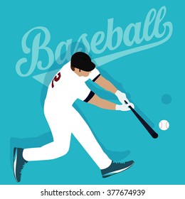 baseball player hit ball american sport athlete vector