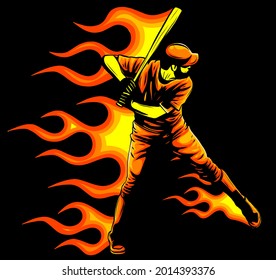 Baseball player hit the ball vector illustration
