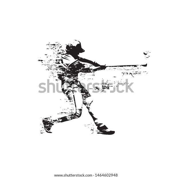 野球選手がボールを打つ 抽象的なグランジ分離型ベクターシルエット 野球の打者 のベクター画像素材 ロイヤリティフリー