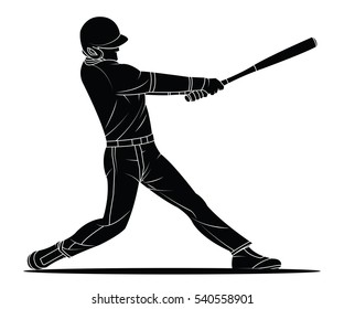 Baseball player hitter. Sport action Vector illustration.