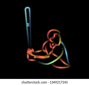 Baseball player, hitter swinging with bat, abstract isolated vector silhouette, 3d Color line art ( RGB ) vector illustration.