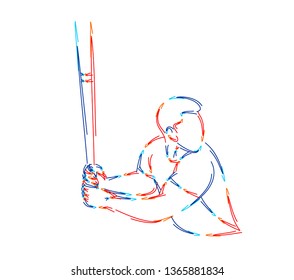 Baseball player, hitter swinging with bat, abstract isolated vector silhouette, Line art vector illustration.
