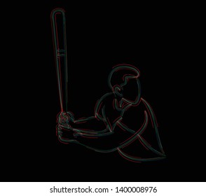 Baseball player, hitter swinging with bat, abstract isolated vector silhouette, Line art vector illustration.