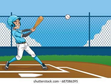 baseball player hitting the ball