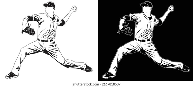 Baseball Player Hitting Ball, Batter, Isolated Vector