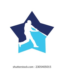 A baseball player hitting a ball concept swinging a bat very fast vector illustration. sports logo. baseball game. baseball club logo design shape.