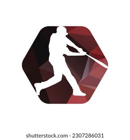 A baseball player hitting a ball concept swinging a bat very fast vector illustration. sports logo. baseball game. baseball club logo design shape.