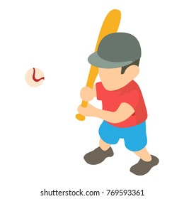 Baseball player icon. Isometric illustration of baseball player vector icon for web