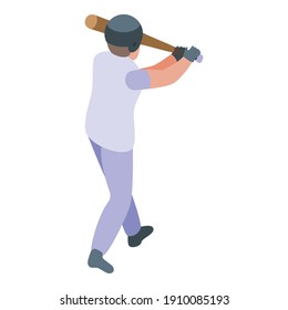 Baseball player icon. Isometric of baseball player vector icon for web design isolated on white background