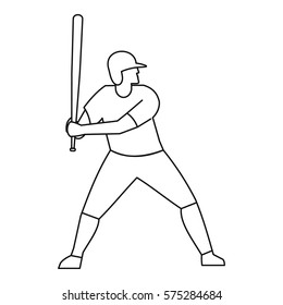 Baseball player icon. Outline illustration of baseball player vector icon for web