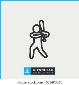 baseball player icon. simple outline baseball player vector icon. on white background.