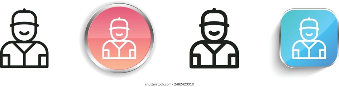 baseball player icon. Thin Linear, Regular and Button Style Design Isolated On White Background