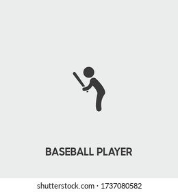 baseball player icon. baseball player vector on gray background