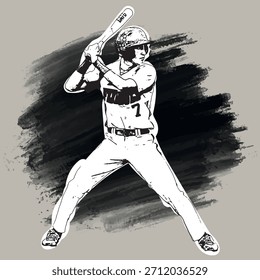 Ilustración de jugador de béisbol en el murciélago