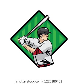 Baseball Player Illustration Vector. Baseball Championship emblem