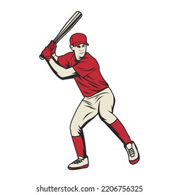 Ilustración del jugador de béisbol aislada