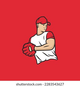 Baseball player illustration vector. Baseball player vector isolated