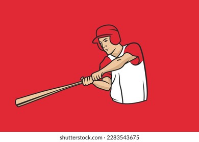 Baseball player illustration vector. Baseball player vector isolated