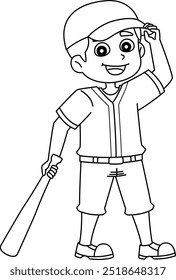 Baseball Player Isolated Coloring Page for Kids