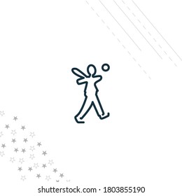 baseball player isolated line icon for web and mobile