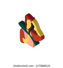Baseball player isometric left top view 3D icon
