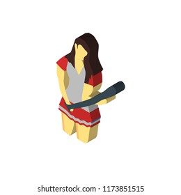 Baseball player isometric left top view 3D icon