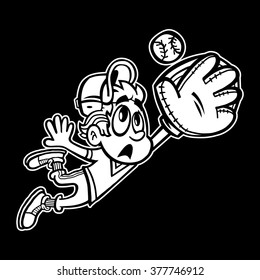 Baseball Player Kid Outfield vector cartoon