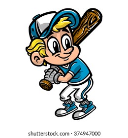 Baseball Player Kid vector cartoon