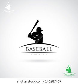 Baseball player label - vector illustration