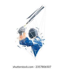 Baseball player logo, baseball batter, low poly isolated vector illustration, geometric drawing. Rear view